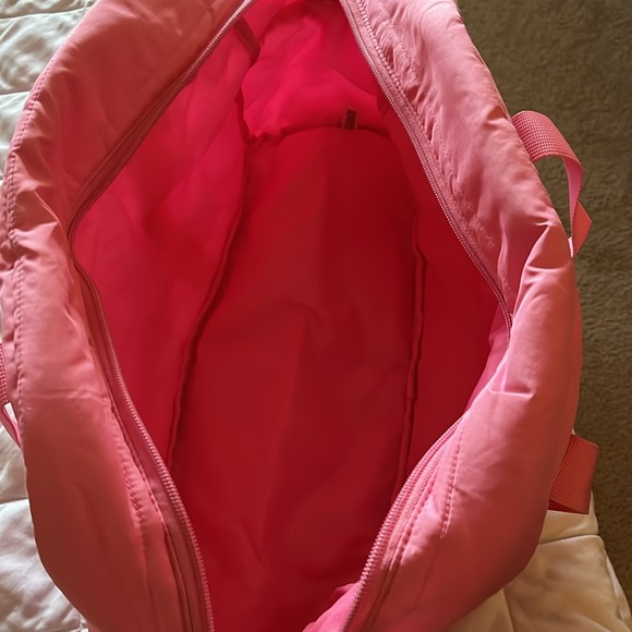 PINK tote bag; 16 inches long 7 inches tall. Has a detachable shoulder strap. - Picture 4 of 4